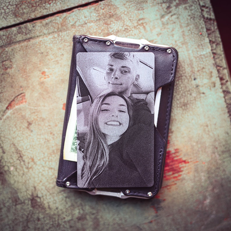 Custom Engraved Photo Wallet Card Insert - Personalized Gift for Dad, Mom, Son, Daughter, Husband, Boyfriend