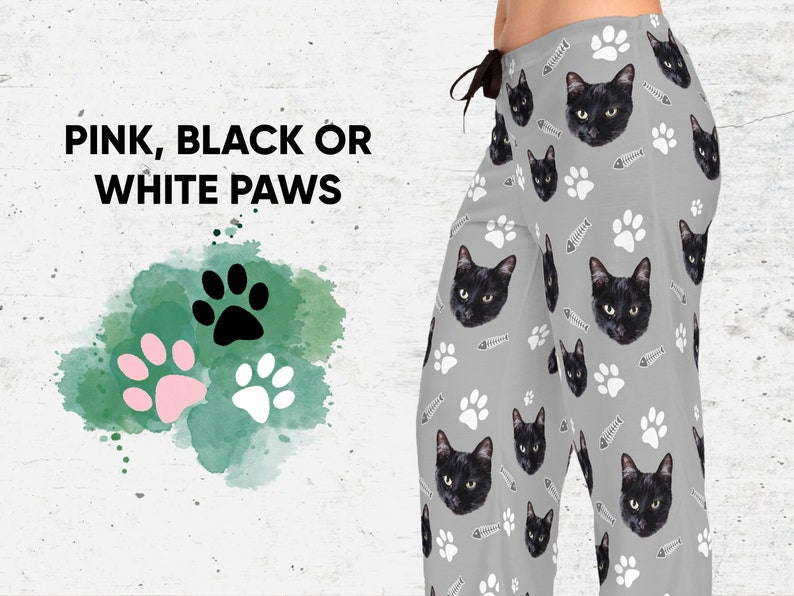 Personalized Cat Face Pajama Pants: Custom Pet Photo PJs