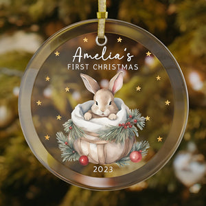 Personalized Baby's First Christmas Ornament 2024, Bunny Ornament, Custom Baby Ornament, 1st Christmas Rabbit Ornament, Baby Shower Gift