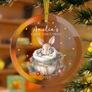 Personalized Baby's First Christmas Ornament 2024, Bunny Ornament, Custom Baby Ornament, 1st Christmas Rabbit Ornament, Baby Shower Gift