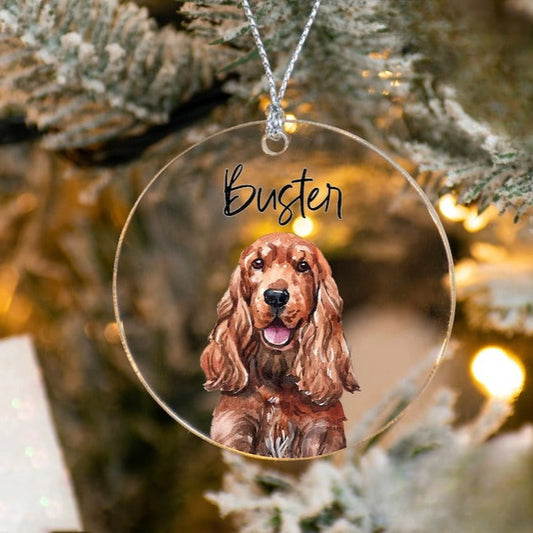Customized Pet Ornament, Personalized Acrylic Dog Ornament, Dog Picture Ornament, Pet Owner Gift, Dog Name Ornament, Pet Portrait Ornament