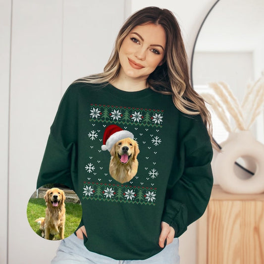 Custom Dog Sweatshirt, Custom Pet Christmas Ugly Sweater, Custom Dog Christmas Sweater, Dog, Mom Sweater, Ugly Christmas Sweater,