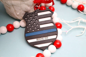 Law Enforcement Ornament,Custom Police Badge Ornament,Blue Line Ornament,Christmas Gifts for Police Officer,First Responder Ornament