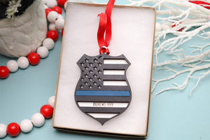 Law Enforcement Ornament,Custom Police Badge Ornament,Blue Line Ornament,Christmas Gifts for Police Officer,First Responder Ornament