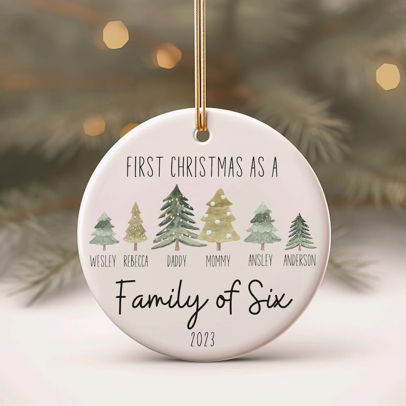 Family of Four ,Three Ornament, Family of 4 Ornament Personalized, Family of Four Christmas Ornament, Personalized Baby's First Christmas Ornament