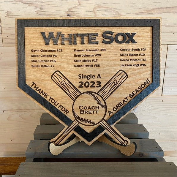 Custom Baseball Softball Coach Gift Plaque with Coach and Players