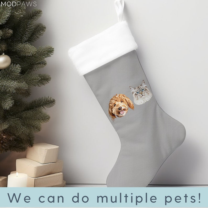 Custom Pet Stocking Using Pet's Photo + Name - Personalized Dog Stockings Dog Christmas Stocking Cat Christmas Stocking Puppy Stockings