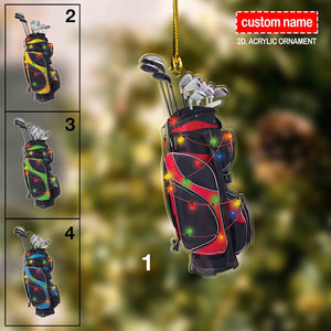 Golf Bag Christmas Ornament, Custom Golf Ornament, 2D Acrylic Ornament, Christmas Gift For Golf Lover