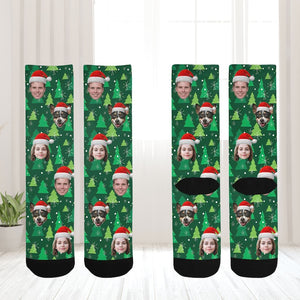 Custom Photo Christmas Socks: Personalized Pet Face or Family Gift Matching Christmas Socks ,Family Socks, Christmas Kids Toddler, Baby, Mommy and Me