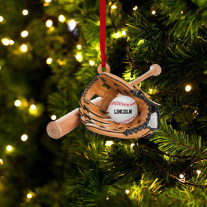 Personalized Baseball Christmas Ornament -Baseball Equipment Wood Ornament-Baseball Custom Ornament-Baseball Team Gift-Christmas Gift