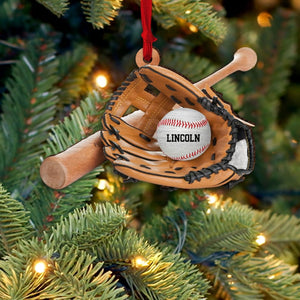 Personalized Baseball Christmas Ornament -Baseball Equipment Wood Ornament-Baseball Custom Ornament-Baseball Team Gift-Christmas Gift