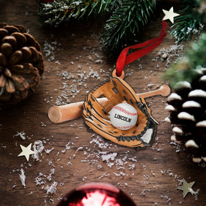 Personalized Baseball Christmas Ornament -Baseball Equipment Wood Ornament-Baseball Custom Ornament-Baseball Team Gift-Christmas Gift