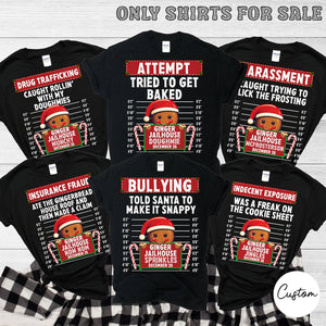 Family Christmas Shirt 2025, Group Matching Christmas outfits, Funny Gingerbread Inmate Christmas Party Tees, Matching Family Christmas Shirts