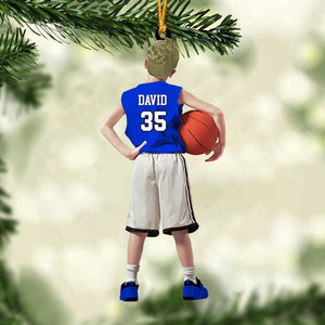 Personalized Basketball Boy Christmas Ornament, Custom Basketball Players Acrylic Ornament, Basketball Keepsake, Basketball Gift For Kid