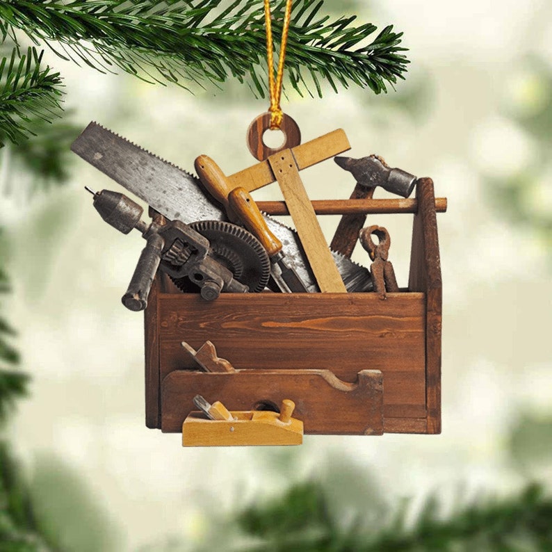 Personalized Carpenter Tool Box Christmas Ornament, Custom Name Carpenter Acrylic Ornament, Gift For Carpenter Christmas Tree Decor