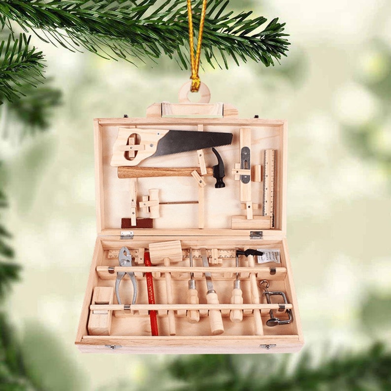 Personalized Carpenter Tool Box Christmas Ornament, Custom Name Carpenter Acrylic Ornament, Gift For Carpenter Christmas Tree Decor