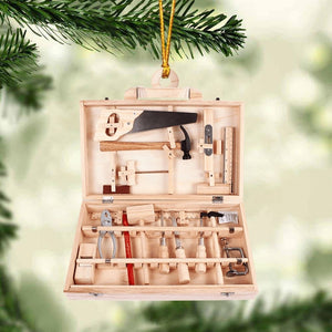 Personalized Carpenter Tool Box Christmas Ornament, Custom Name Carpenter Acrylic Ornament, Gift For Carpenter Christmas Tree Decor