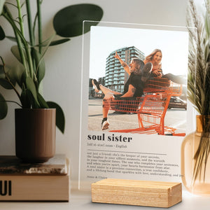 Personalized Soul Sister definition plaque with stand, Custom photo gifts, Birthday gift for her, Gift for best friend, Sister picture frame