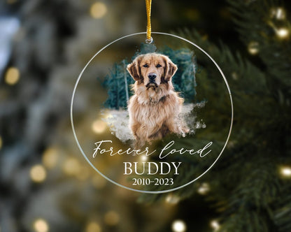 Custom Dog Photo Ornament, Dog Memorial Ornament, Personalized Dog Ornament, Forever Loved Dog Ornament, Pet Loss Keepsake,Dog Memorial Gift