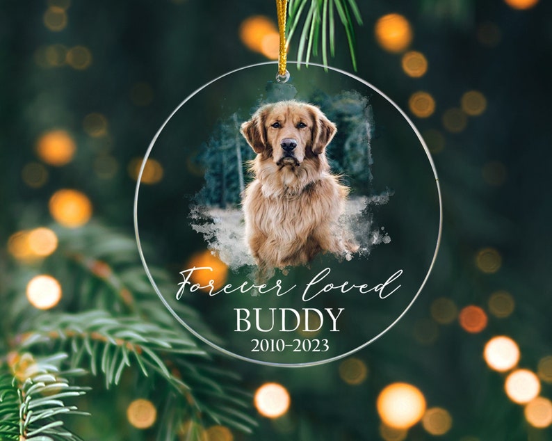 Custom Dog Photo Ornament, Dog Memorial Ornament, Personalized Dog Ornament, Forever Loved Dog Ornament, Pet Loss Keepsake,Dog Memorial Gift