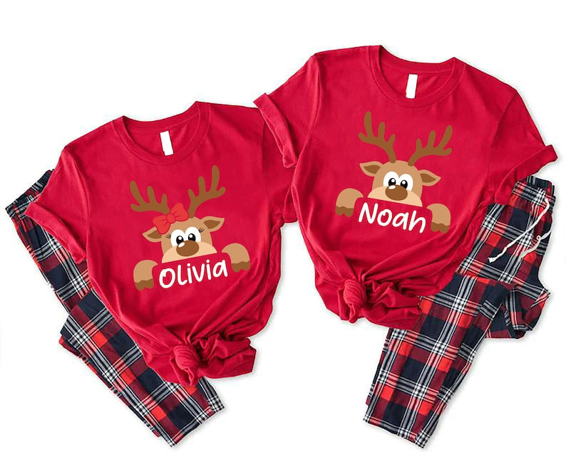 Reindeer Family Christmas Shirt,Personalized Christmas Family Shirt,Custom Family Name Tee,Funny Christmas Tee,Gift For Christmas,Xmas Gift