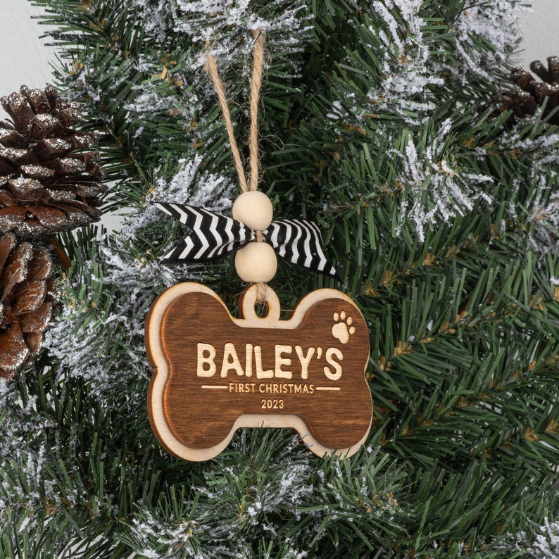 Dog Bone Ornament, Dog's First Christmas Ornament, New Dog Ornament, New Puppy Ornament, Personalized Dog's First Christmas, Bone Ornament il_794xN.5470807466_tjiv.jpg