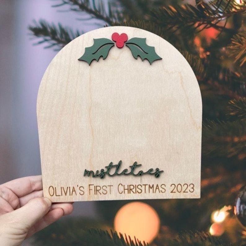 Mistletoes Baby Footprint Mistletoe Craft Baby's First Christmas Craft My First Christmas Activity Baby Footprint Decor Personalized Baby