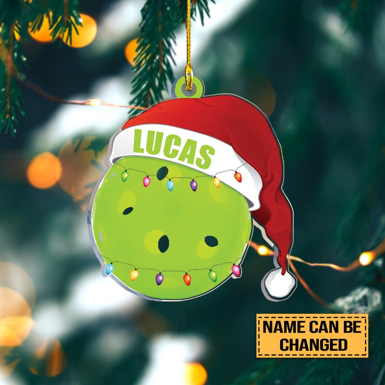 Personalized Pickleball Christmas Ornament, Acrylic 2D Ornament, Custom Pickleball Acrylic Ornament, Christmas Gift For Pickleball Lover