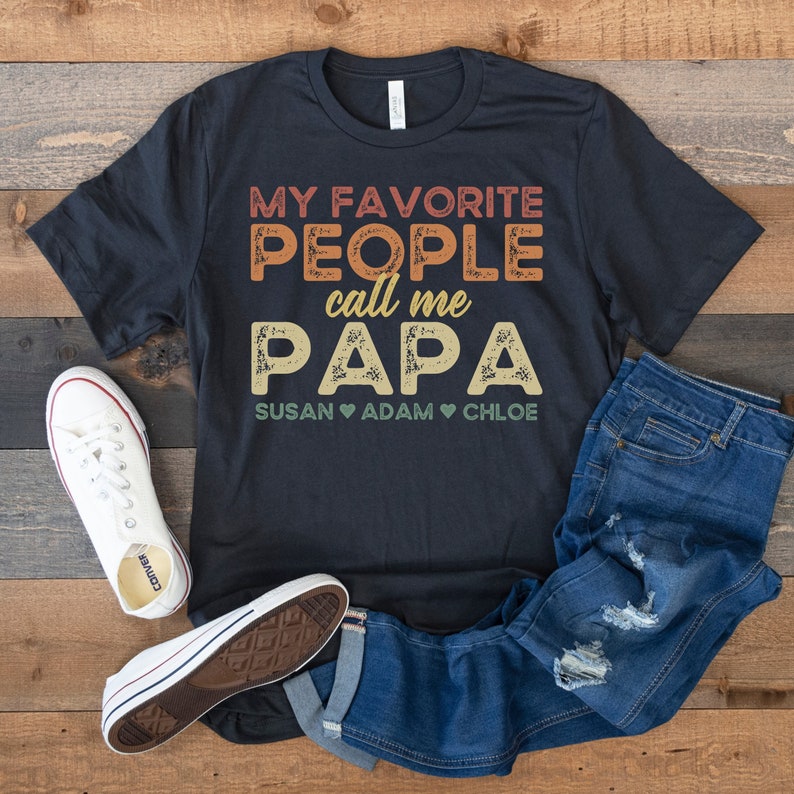 Personalized My Favorite People Call Me Papa Grandpa Vintage Shirt, Custom Grandpa Shirt with Grandkids Names
