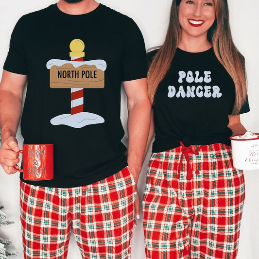 Funny Couples Pajamas for Christmas, Couples Christmas PJs, Couples Pajamas, Funny Christmas PJs, Matching Xmas TShirts, Xmas Party Shirts