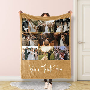 Picture Blanket With Text, Personalized Photo Blanket Collage, Family Blanket, Memorial Blanket, Anniversary Gift Mother's Day Friend Gift