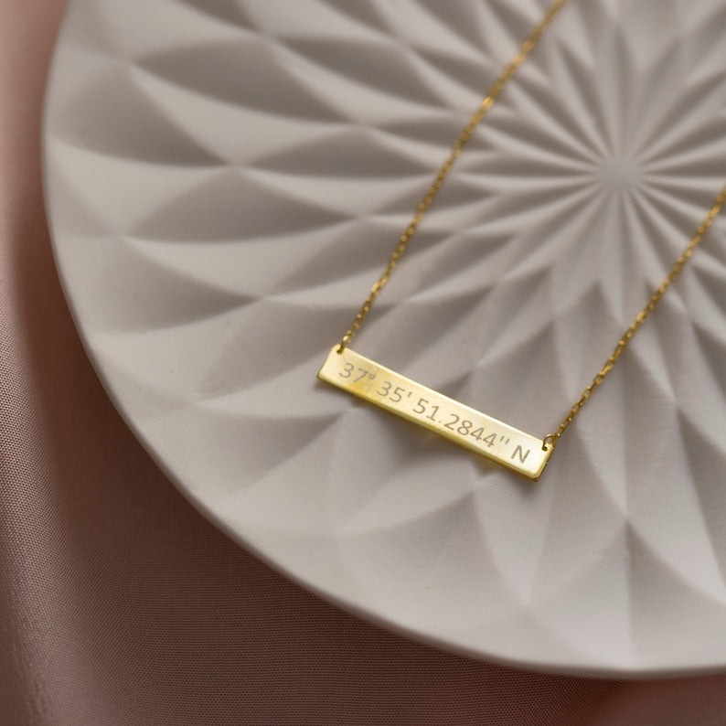 Custom Coordinate Necklace, Personalized Coordinate | Engraved Coordinate Necklace, Latitude Longitude Necklace | Where We Met Gift