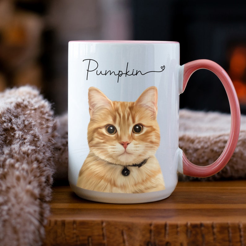 Custom Mug From Photo, Christmas Gift For Pet Parents, Dog Lover Gift, Digital Pet Portrait, Pet Painting, Coffee Mug, Dog Dad Gift, Cat Dad