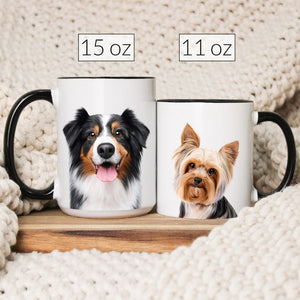 Custom Mug From Photo, Christmas Gift For Pet Parents, Dog Lover Gift, Digital Pet Portrait, Pet Painting, Coffee Mug, Dog Dad Gift, Cat Dad