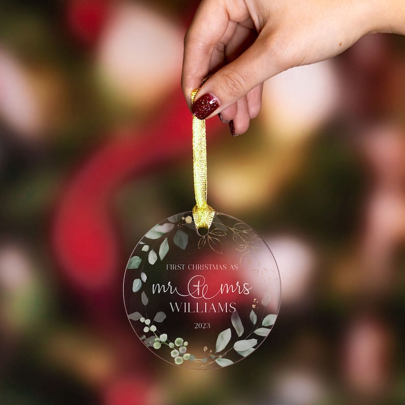 Personalized First Christmas as Mr & Mrs Ornament, First Christmas Married Ornament, Mr and Mrs Christmas Ornament Newlywed, Wedding Gift