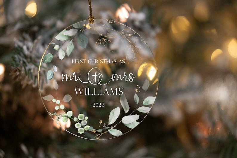 Personalized First Christmas as Mr & Mrs Ornament, First Christmas Married Ornament, Mr and Mrs Christmas Ornament Newlywed, Wedding Gift