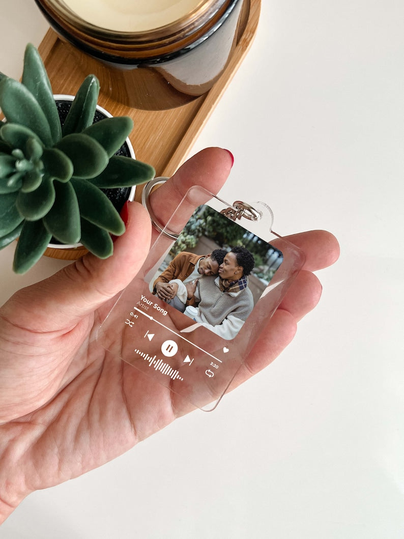 Custom Spotify keychain | Personalized Photo Keychain | Custom Song Plaque Keychain | Keychain For Lovers Friends Couple Wedding Anniversary