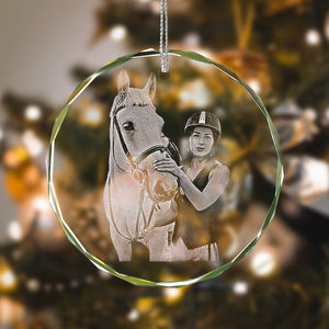 Engraved Photo Crystal Glass Ornament - Personalized Christmas Gifts for Family