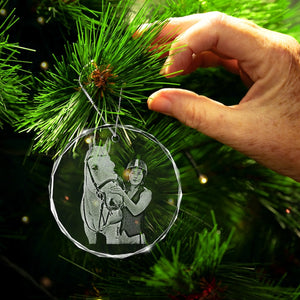 Engraved Photo Crystal Glass Ornament - Personalized Christmas Gifts for Family