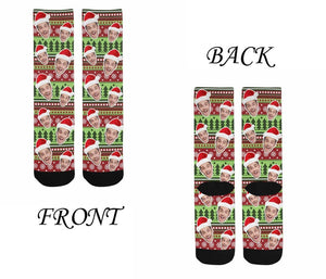 Custom Christmas Socks with Photo,Personalized Xmas Pattern Socks,Personalized Funny Face Socks,Custom Printed Socks,Birthday/Christmas Gift