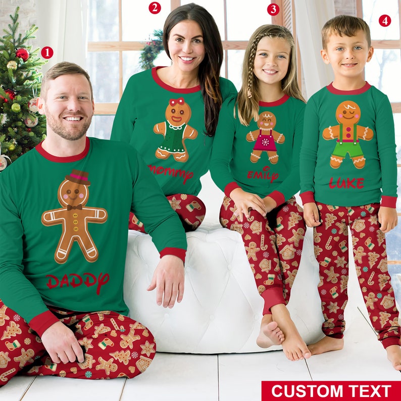 Personalized Christmas Gingerbread Man Family Pajamas Set, Custom Christmas Pajamas, Christmas Gift For Family Matching, Gift For Family