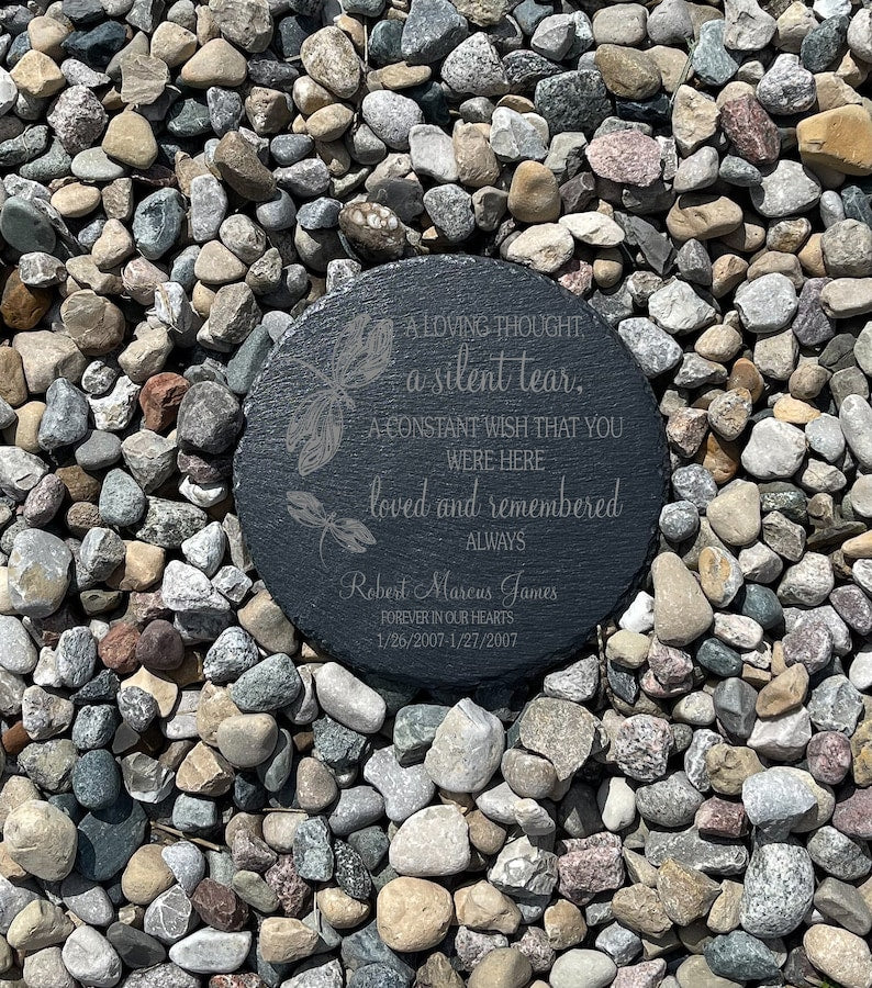 A Silent Tear Memorial Garden Stone, Sympathy Gift, Slate Grave Marker, Keepsake, Remembrance, Bereavement Gift, Loss of a Loved One