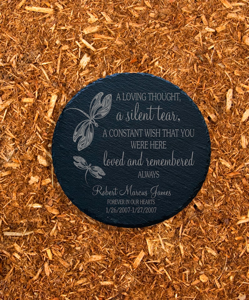 A Silent Tear Memorial Garden Stone, Sympathy Gift, Slate Grave Marker, Keepsake, Remembrance, Bereavement Gift, Loss of a Loved One