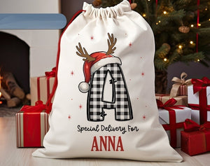 Santa Sack for Kids, Christmas Bag for Presents, Santa Bags with Name, Personalized Gift Bag, Custom Stocking Bags