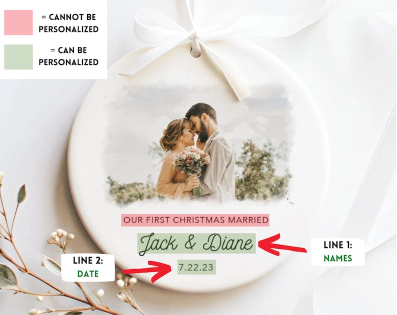 First Christmas Married Ornament - Married Photo Ornament - First Christmas Married Gift