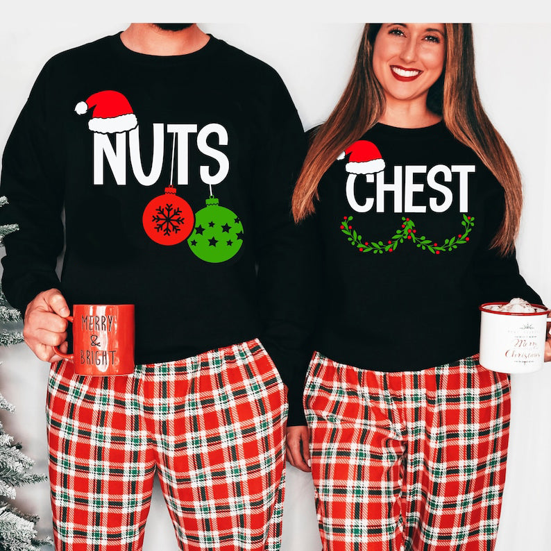 Chest Nuts Christmas Sweatshirts Couples Christmas Shirts Family Holiday Hoodie Boyfriend Christmas Gift for Couple Ugly Christmas Sweater il_794xN.5482220174_hq2x.jpg