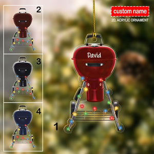 Charcoal Grill 2D Ornament, Grill Master Ornament, BBQ Grill Personalized Ornament, Gift For Dad, Grilling Lover Gift