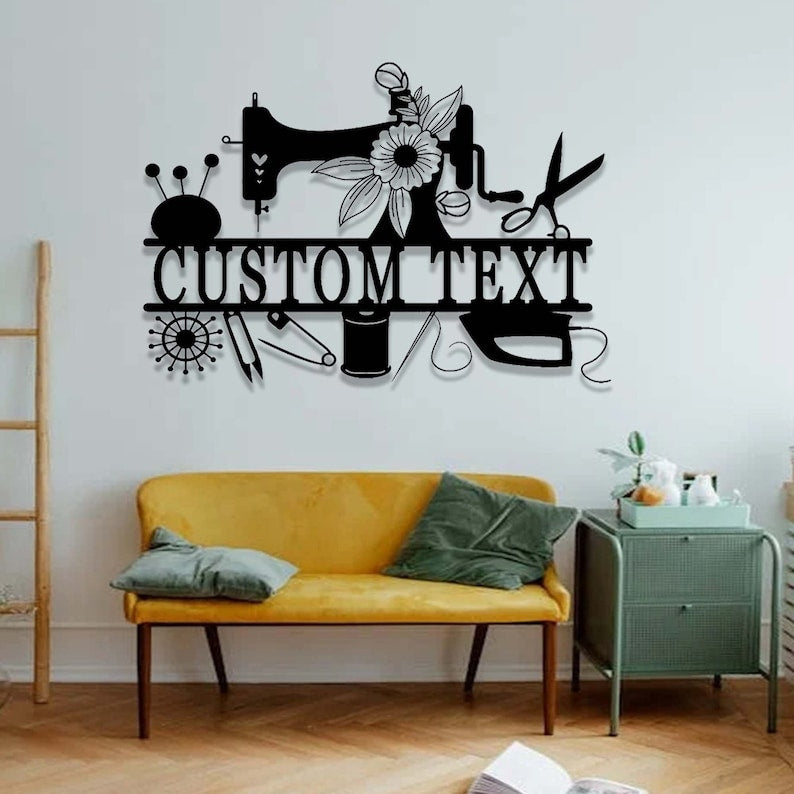Custom Sewing Machine Metal Sign,Sewing Room Wall Decor,Personalized Sewing Sign,Quilting Room Sign,Sewing Metal Wall Art,Tailor Shop Sign