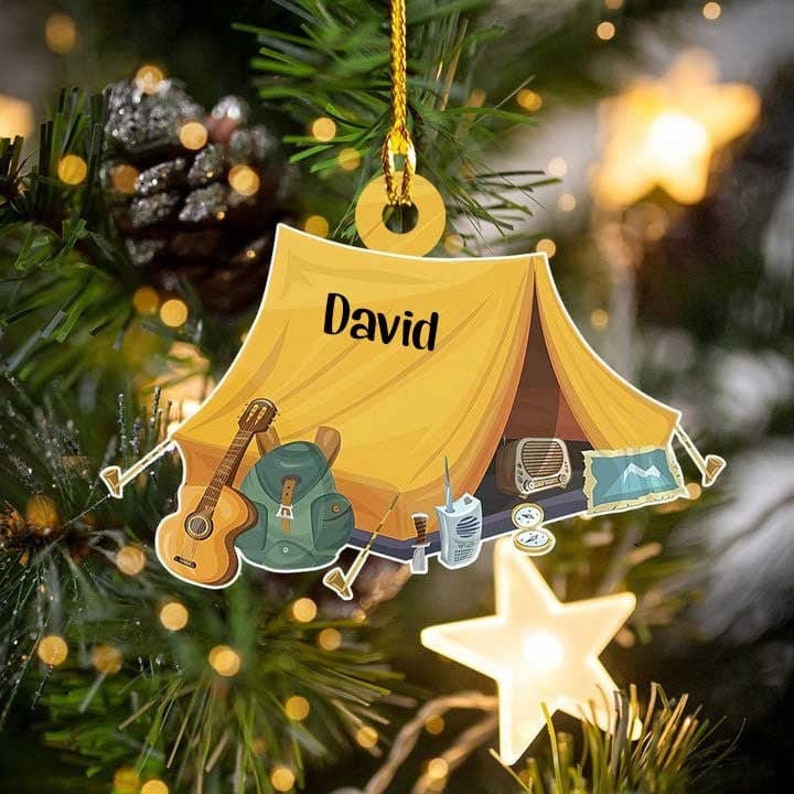 Personalized Camping Christmas Ornament ,Camping Lover Gift, Camping Lover Ornament, Keepsake Gift For Camper, Hiking Decor Gift