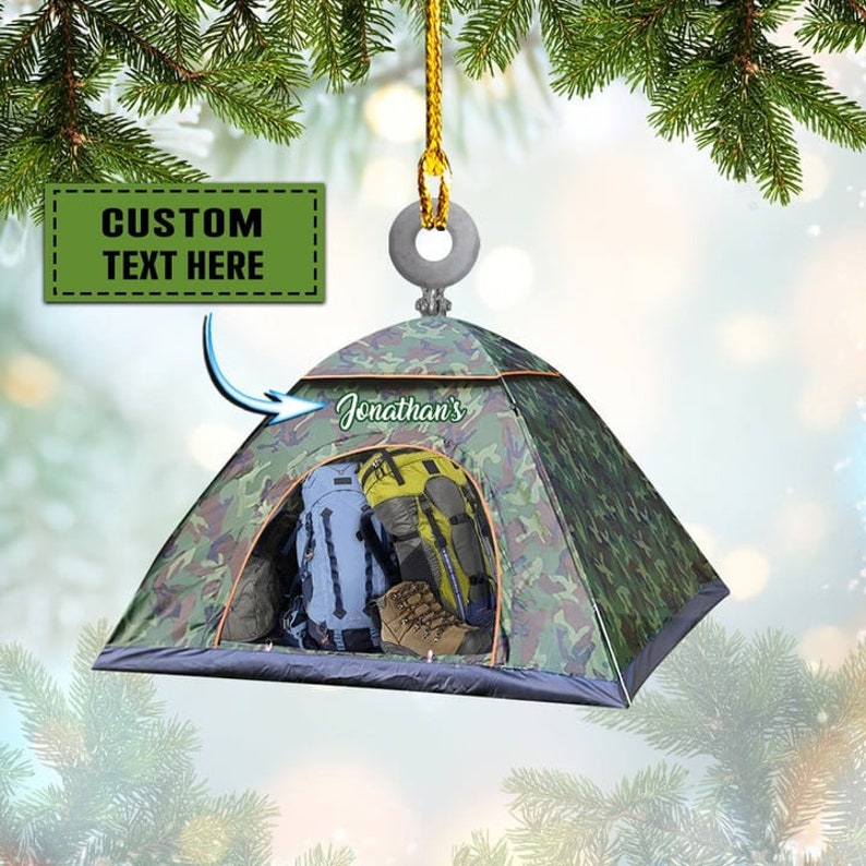 Personalized Camping Christmas Ornament ,Camping Lover Gift, Camping Lover Ornament, Keepsake Gift For Camper, Hiking Decor Gift
